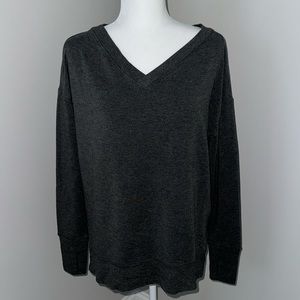 Athleta Coaster Luxe V Neck Sweatshirt Medium Grey